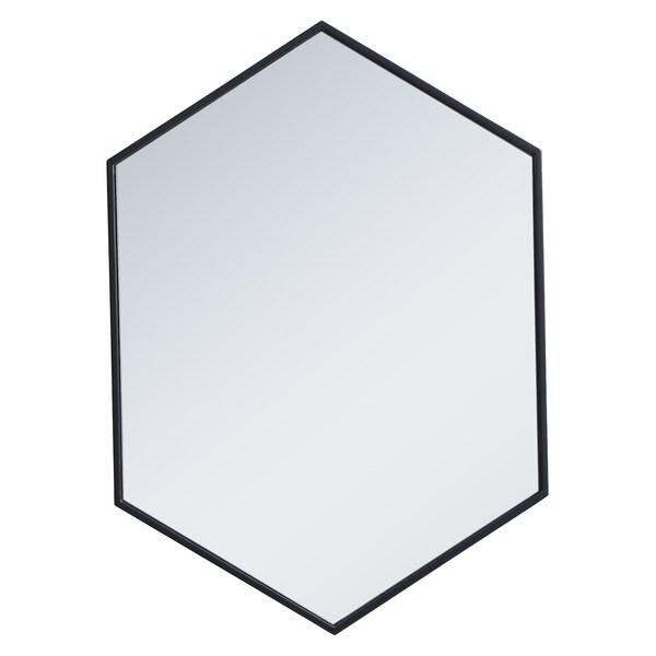 Elegant Decor Metal Frame Hexagon Mirror 24 Inch In Black - MR4424BK
