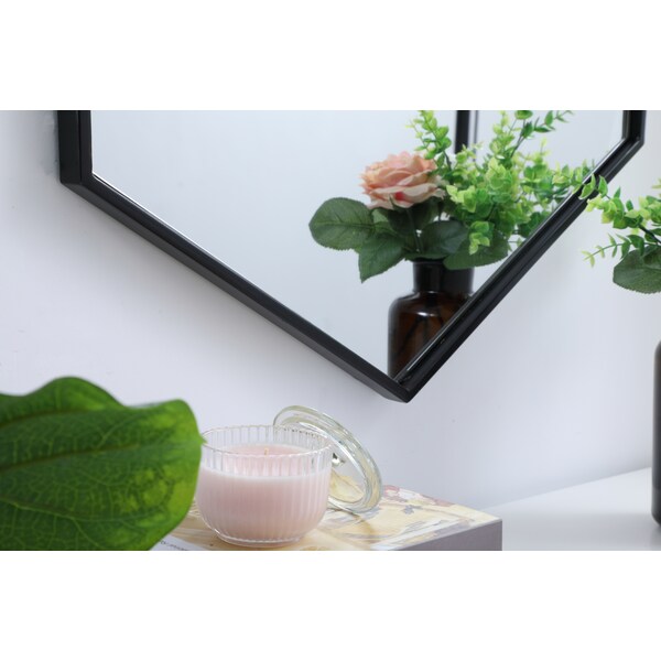 Elegant Decor Metal Frame Hexagon Mirror 24 Inch In Black - MR4424BK