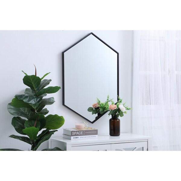 Elegant Decor Metal Frame Hexagon Mirror 24 Inch In Black - MR4424BK