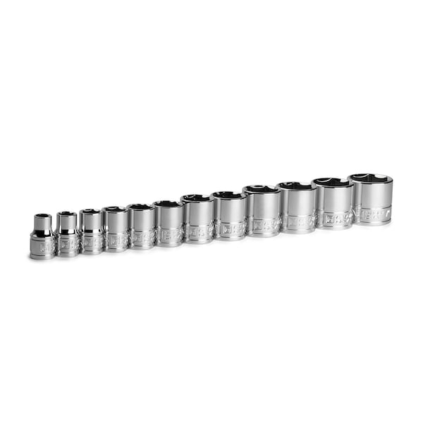 Capri Tools 38 Drive Shallow Chrome Socket Set, 6Point, 516 to 1, 12Pcs - CP12320-12SS
