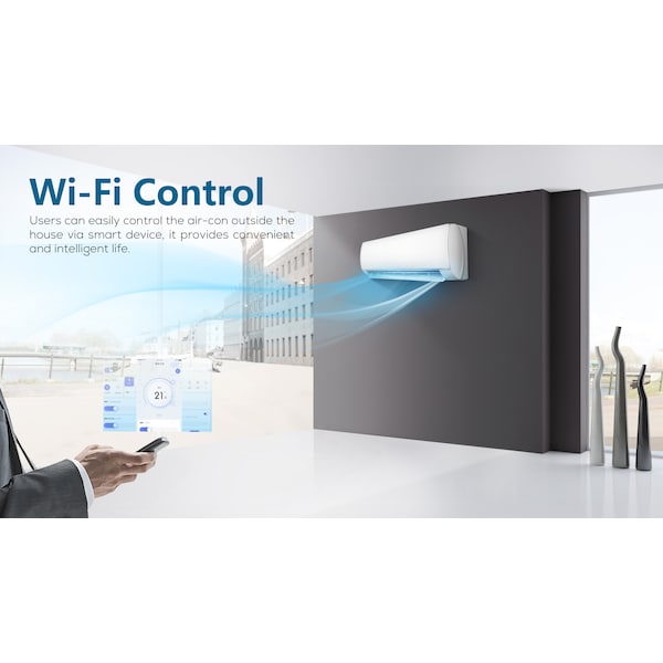 Aux Usa BHI Ductless Mini Split AC W/ Outdoor Heat Belt, Wifi Enabled, 12,000 BTU, 20 SEER, 115V, White - BHI-12K115V-US-C