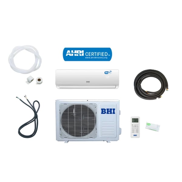 Aux Usa BHI Ductless Mini Split AC W/ Outdoor Heat Belt, Wifi Enabled, 12,000 BTU, 20 SEER, 115V, White - BHI-12K115V-US-C