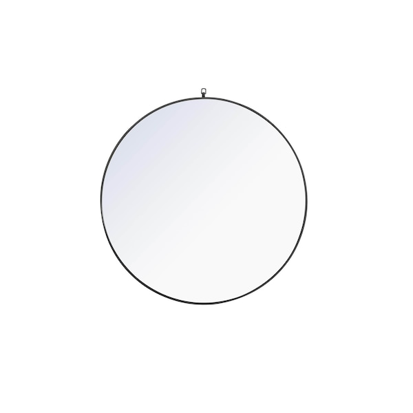Elegant Decor Metal Frame Round Mirror With Decorative Hook 48 Inch Black Finish - MR4067BK