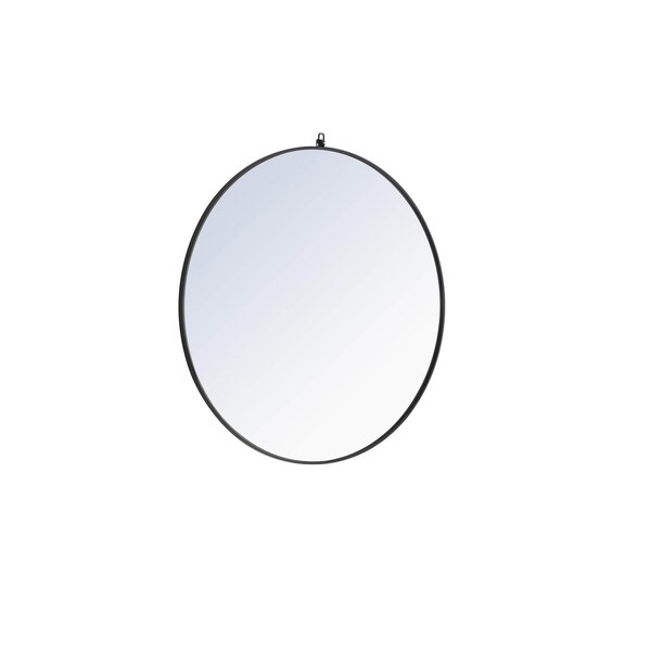 Elegant Decor Metal Frame Round Mirror With Decorative Hook 48 Inch Black Finish - MR4067BK