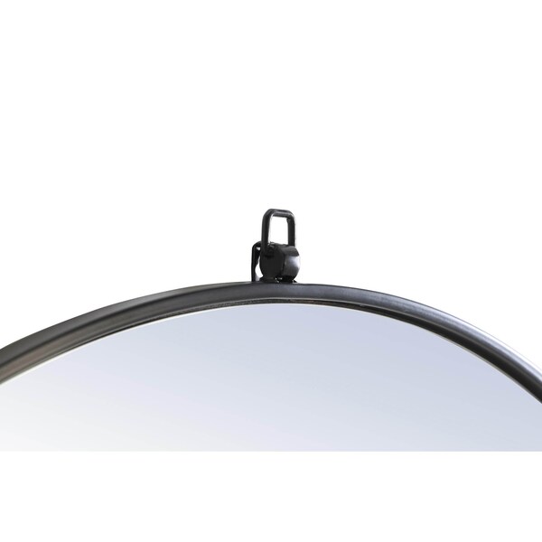 Elegant Decor Metal Frame Round Mirror With Decorative Hook 48 Inch Black Finish - MR4067BK