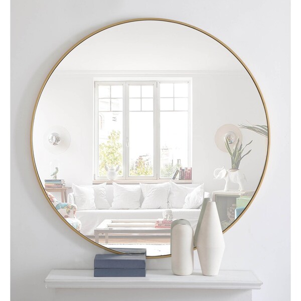 Elegant Decor Metal Frame Round Mirror 48 Inch Brass Finish - MR4048BR