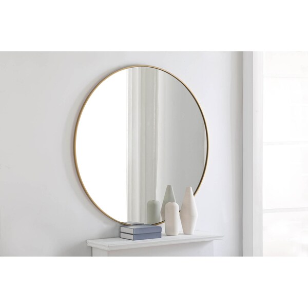 Elegant Decor Metal Frame Round Mirror 48 Inch Brass Finish - MR4048BR