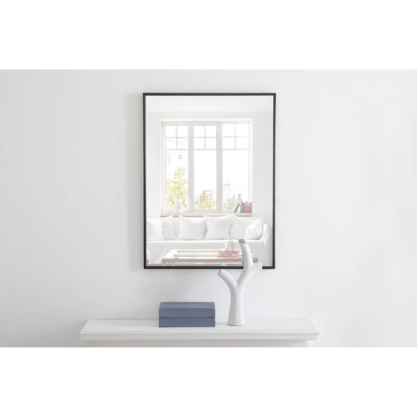 Elegant Decor Metal Frame Rectangle Mirror 24 Inch Black Finish - MR4071BK
