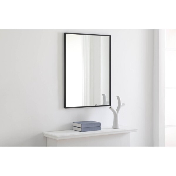 Elegant Decor Metal Frame Rectangle Mirror 24 Inch Black Finish - MR4071BK