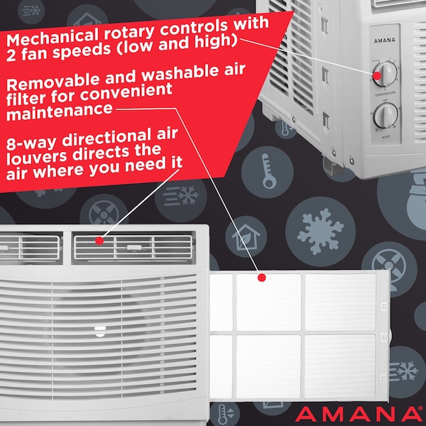 Amana 5,000 BTU 115V Window-Mounted Air Conditioner with Mechanical Controls - AMAP050DW