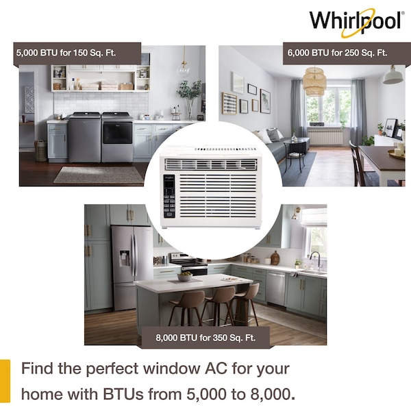 Whirlpool Energy Star 8,000 BTU 115V Window-Mounted Air Conditioner - WHAW081CW