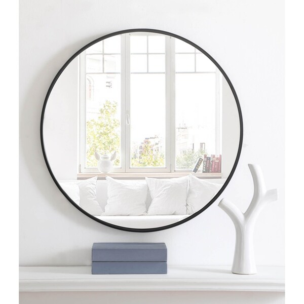 Elegant Decor Metal Frame Round Mirror 28 Inch Black Finish - MR4034BK
