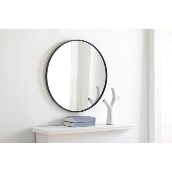 Elegant Decor Metal Frame Round Mirror 28 Inch Black Finish - MR4034BK