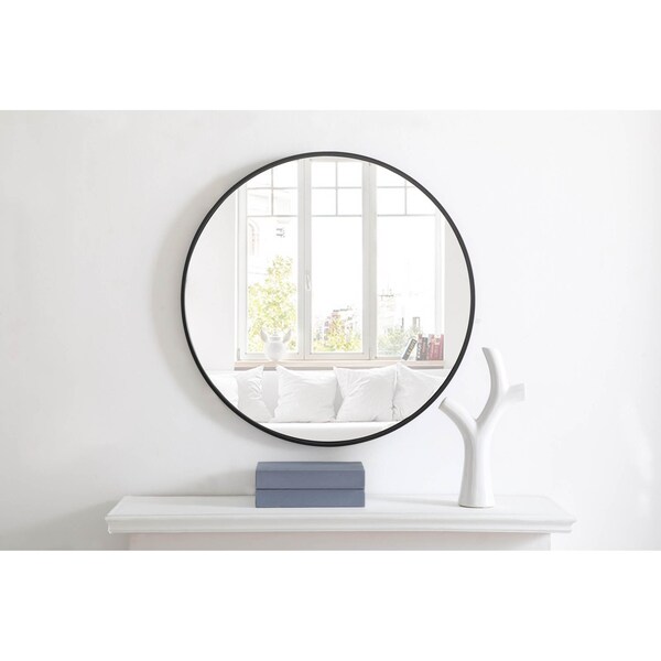 Elegant Decor Metal Frame Round Mirror 28 Inch Black Finish - MR4034BK