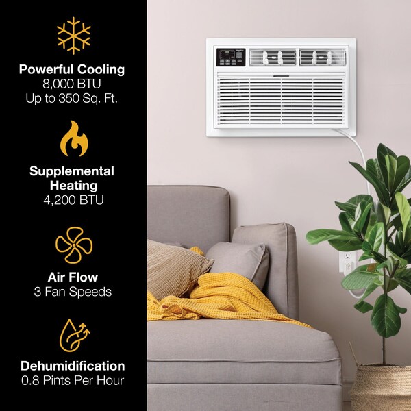 Whirlpool 8,000 BTU Through the Wall Air Conditioner with Supplemental Heat - WHAT082-HAW