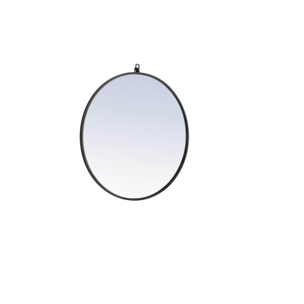 Elegant Decor Metal Frame Round Mirror With Decorative Hook 28 Inch Black Finish - MR4054BK