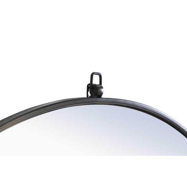 Elegant Decor Metal Frame Round Mirror With Decorative Hook 28 Inch Black Finish - MR4054BK