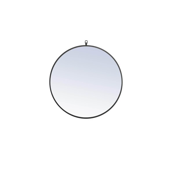 Elegant Decor Metal Frame Round Mirror With Decorative Hook 28 Inch Black Finish - MR4054BK