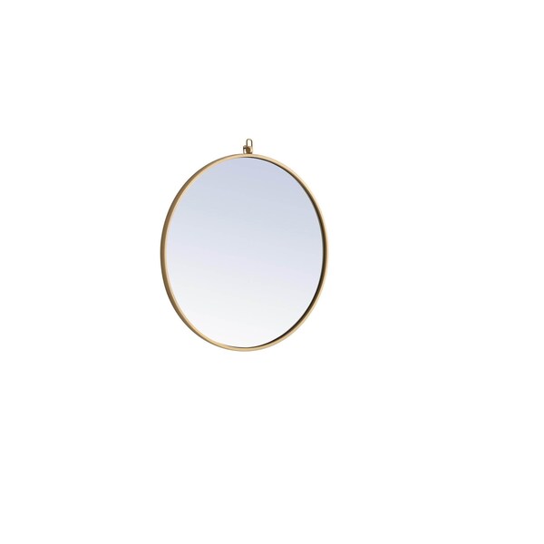 Elegant Decor Metal Frame Round Mirror With Decorative Hook 24 Inch Brass Finish - MR4052BR