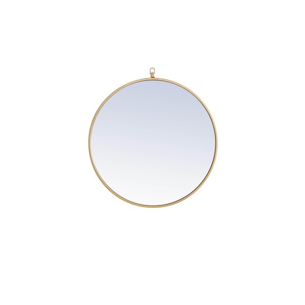 Elegant Decor Metal Frame Round Mirror With Decorative Hook 24 Inch Brass Finish - MR4052BR