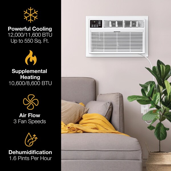 Whirlpool 12,000 BTU 230V Through the Wall Air Conditioner with Supplemental Heat - WHAT122-HAW