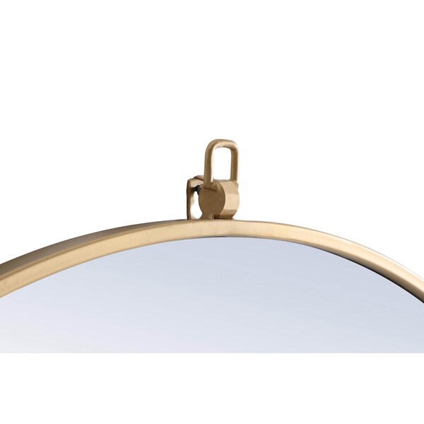Elegant Decor Metal Frame Round Mirror With Decorative Hook 28 Inch Brass Finish - MR4055BR