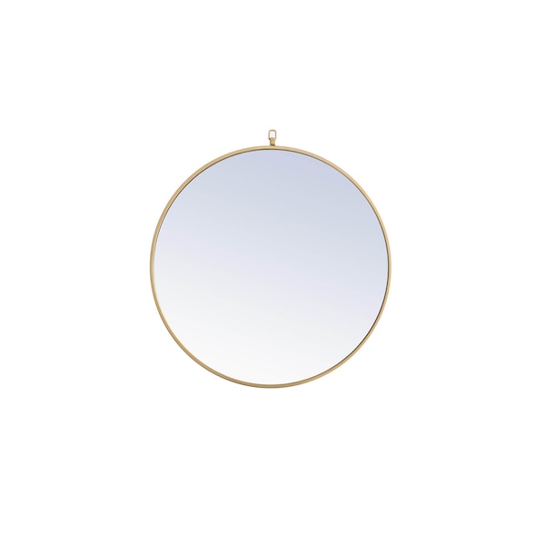Elegant Decor Metal Frame Round Mirror With Decorative Hook 28 Inch Brass Finish - MR4055BR
