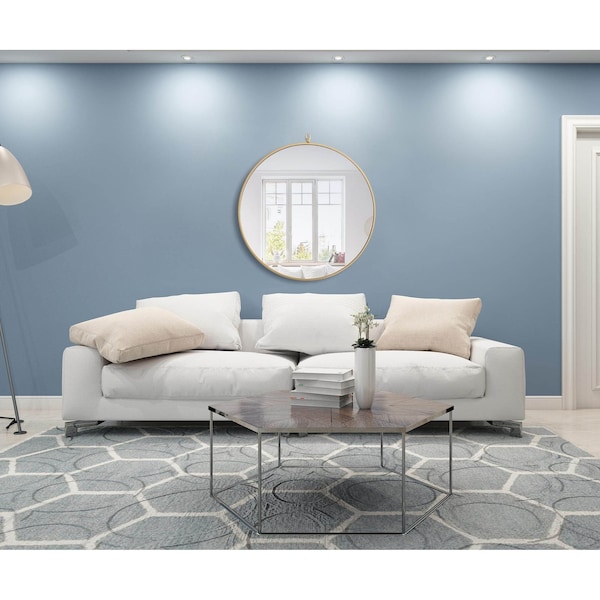 Elegant Decor Metal Frame Round Mirror With Decorative Hook 28 Inch Brass Finish - MR4055BR