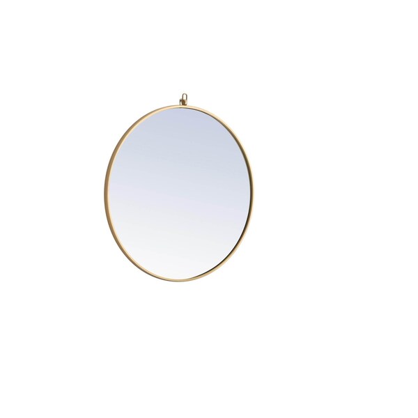 Elegant Decor Metal Frame Round Mirror With Decorative Hook 28 Inch Brass Finish - MR4055BR