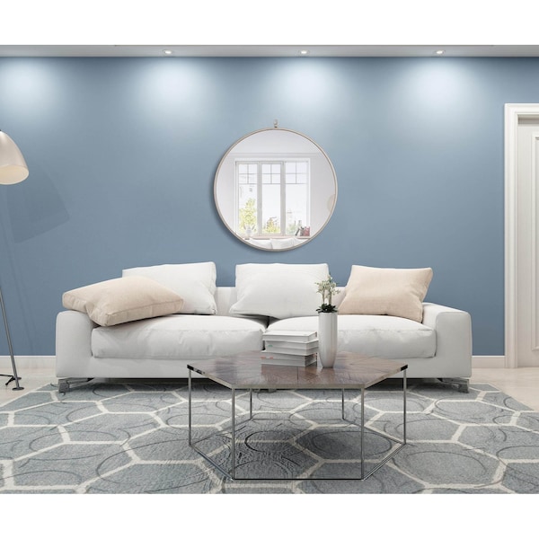 Elegant Decor Metal Frame Round Mirror With Decorative Hook 28 Inch Silver Finish - MR4056S