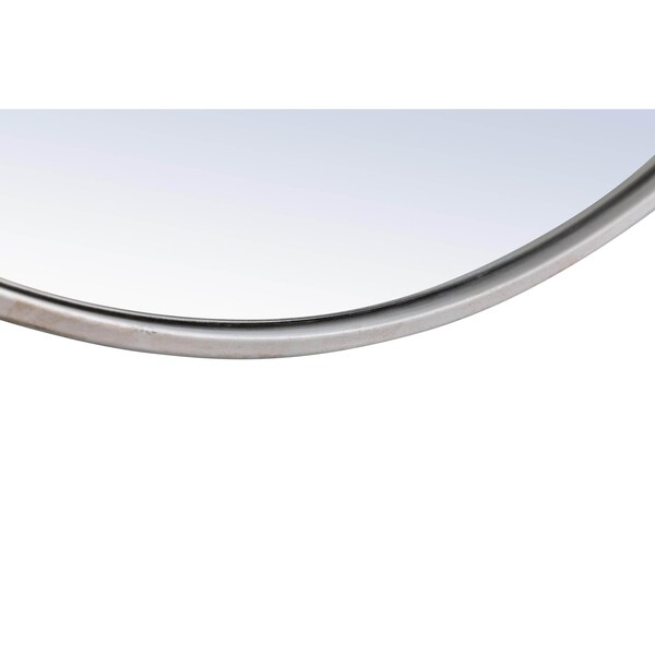 Elegant Decor Metal Frame Round Mirror With Decorative Hook 28 Inch Silver Finish - MR4056S