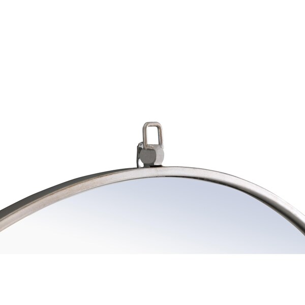 Elegant Decor Metal Frame Round Mirror With Decorative Hook 28 Inch Silver Finish - MR4056S