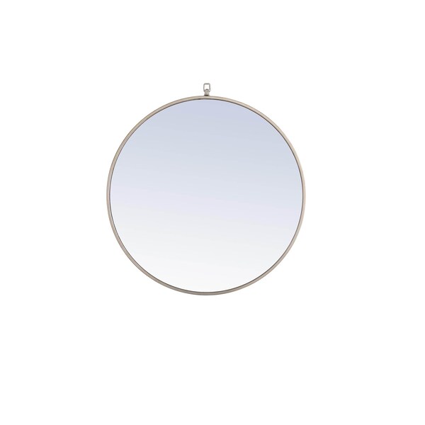 Elegant Decor Metal Frame Round Mirror With Decorative Hook 28 Inch Silver Finish - MR4056S