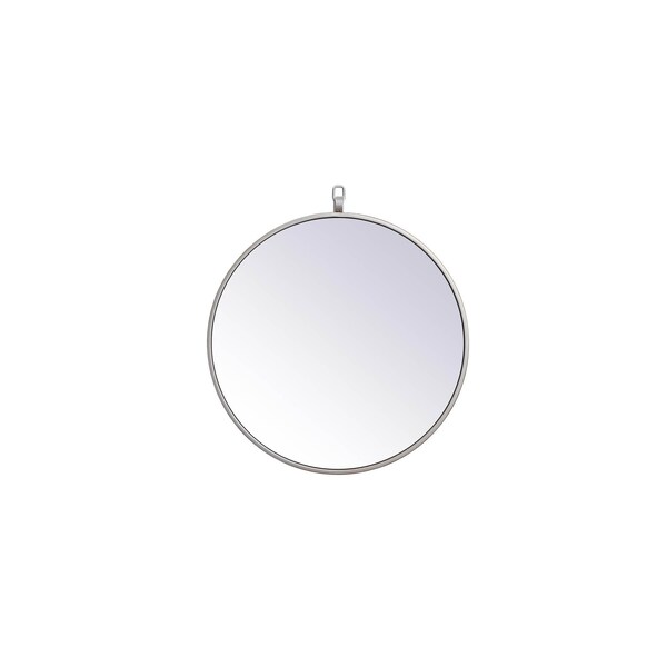 Elegant Decor Metal Frame Round Mirror With Decorative Hook 18 Inch In Silver - MR4718S