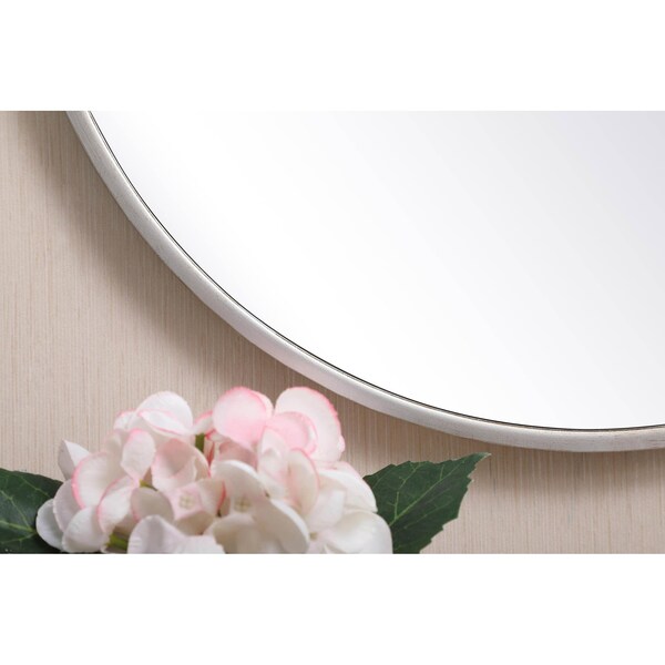 Elegant Decor Metal Frame Round Mirror With Decorative Hook 18 Inch In Silver - MR4718S