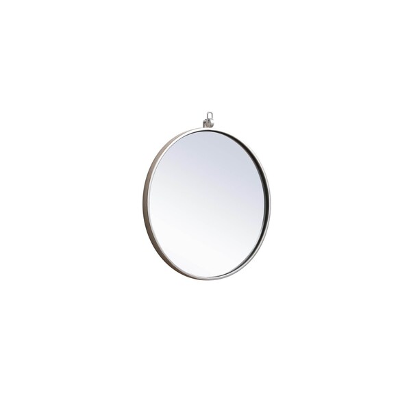 Elegant Decor Metal Frame Round Mirror With Decorative Hook 18 Inch In Silver - MR4718S