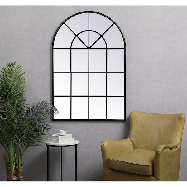 Elegant Decor Metal Windowpane Mirror 36 Inch X 53 Inch In Black - MR613653BK