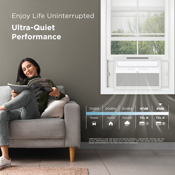 Tcl Q-Series 12,000 BTU 550 Sq. Ft. Smart Inverter Window Air Conditioner with Heater, Remote Control - H12W4KWH