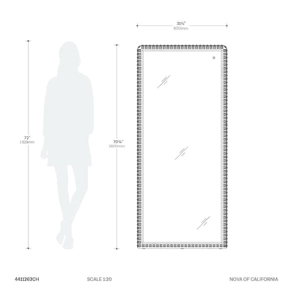 Nova Of California Marilyn Illuminated Leaner Floor Mirror   71in, Chrome, On/Off Switch - 4411263