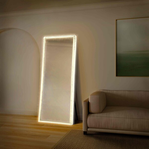 Nova Of California Marilyn Illuminated Leaner Floor Mirror   71in, Chrome, On/Off Switch - 4411263