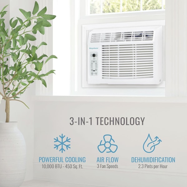 Keystone 10,000 BTU Window-Mounted AC with "Follow Me" LCD Remote Control - KSTAW10CE