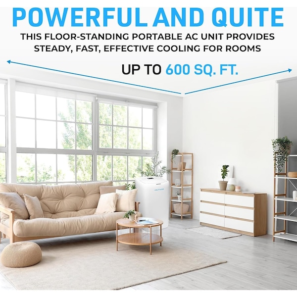 Lifemaster 14,000 BTU Dual Hose Portable AC, 3 Modes, 600 Sq.Ft, for Home, Office, and Business - LMDUAL44