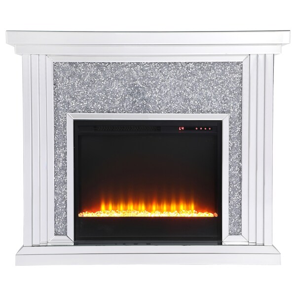 Elegant Decor 47.5 In. Crystal Mirrored Mantle With Crystal Insert Fireplace, 2PK, 677477 - MF9902-F2