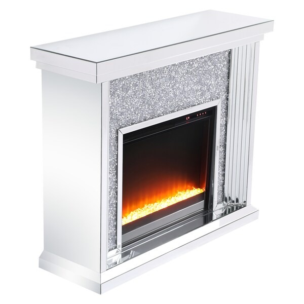 Elegant Decor 47.5 In. Crystal Mirrored Mantle With Crystal Insert Fireplace, 2PK, 677477 - MF9902-F2