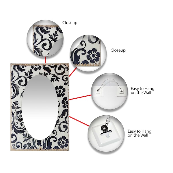 Infinity Instruments French Country Floral - H 24" W 16" Antique White Glass Decorative Frame - 15431