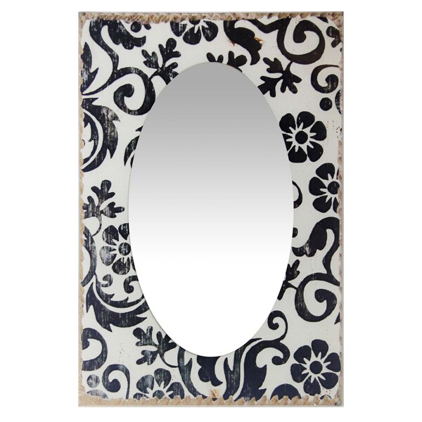 Infinity Instruments French Country Floral - H 24" W 16" Antique White Glass Decorative Frame - 15431