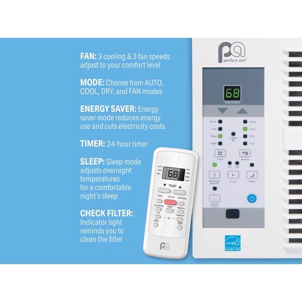 B & K Perfect Aire 8000 BTU 115 V Window Air Conditioner w/Remote 350 sq ft - 5PAC8000