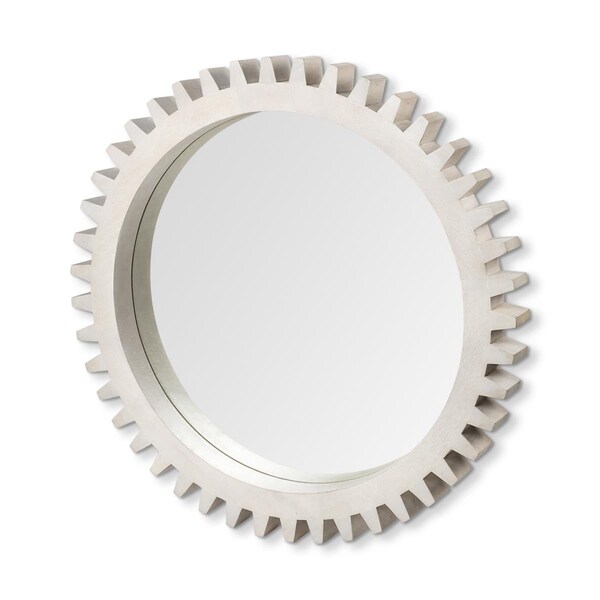 Homeroots 35.5 in. Round White Wood Frame Wall Mirror - 376433