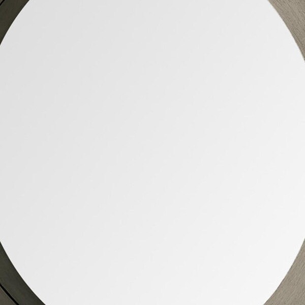 Homeroots 26 in. Round Grey Wood Frame Wall Mirror - 376391