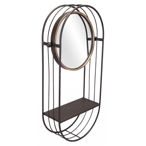 Homeroots 28 x 15 x 5.1 in. Industrial Gray Mirror Shelf - 391671